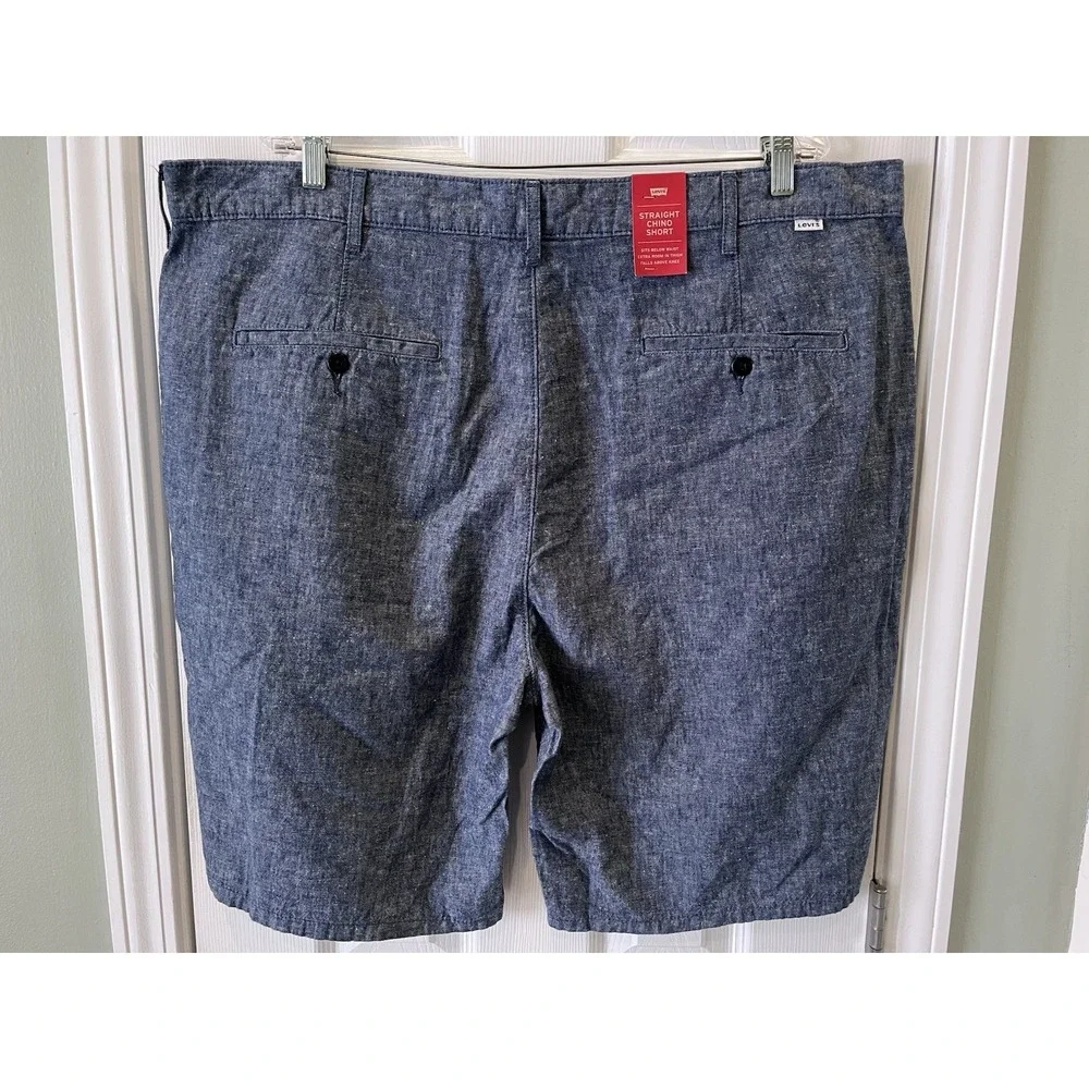NWT Levis Shorts Mens 42 Blue Straight Fit Chino‎ Flat Front 10